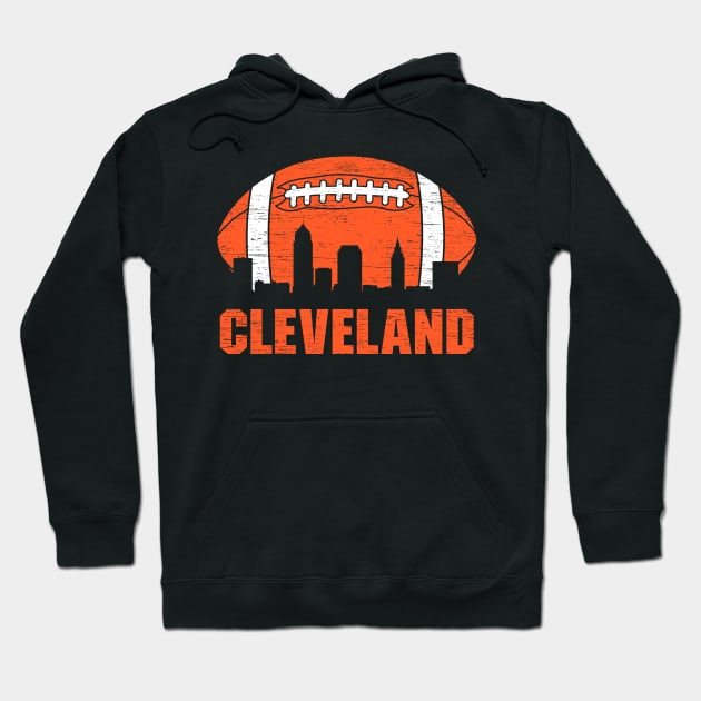 Downtown Cleveland City Skyline Ohio Distressed Football Fans Hoodie by lisanna